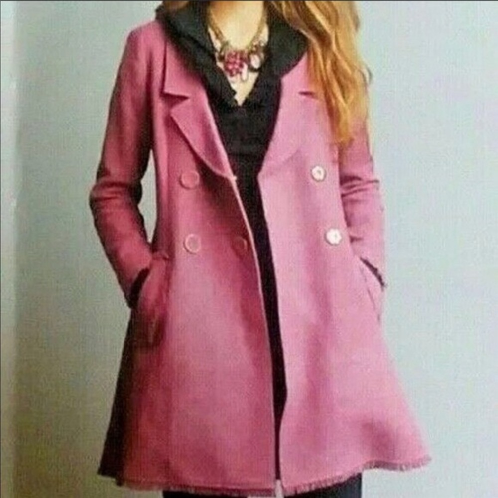 CAbi Pink Tweed Madison Avenue Coat Size 2